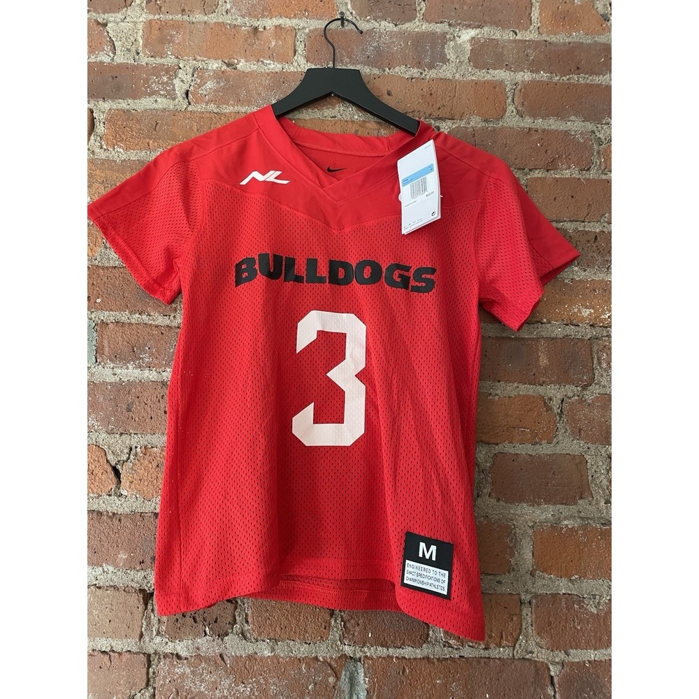 NWT Nike Mesh Flag Football Jersey Youth Boy's M Bulldogs Red #3 Dri-Fit‎